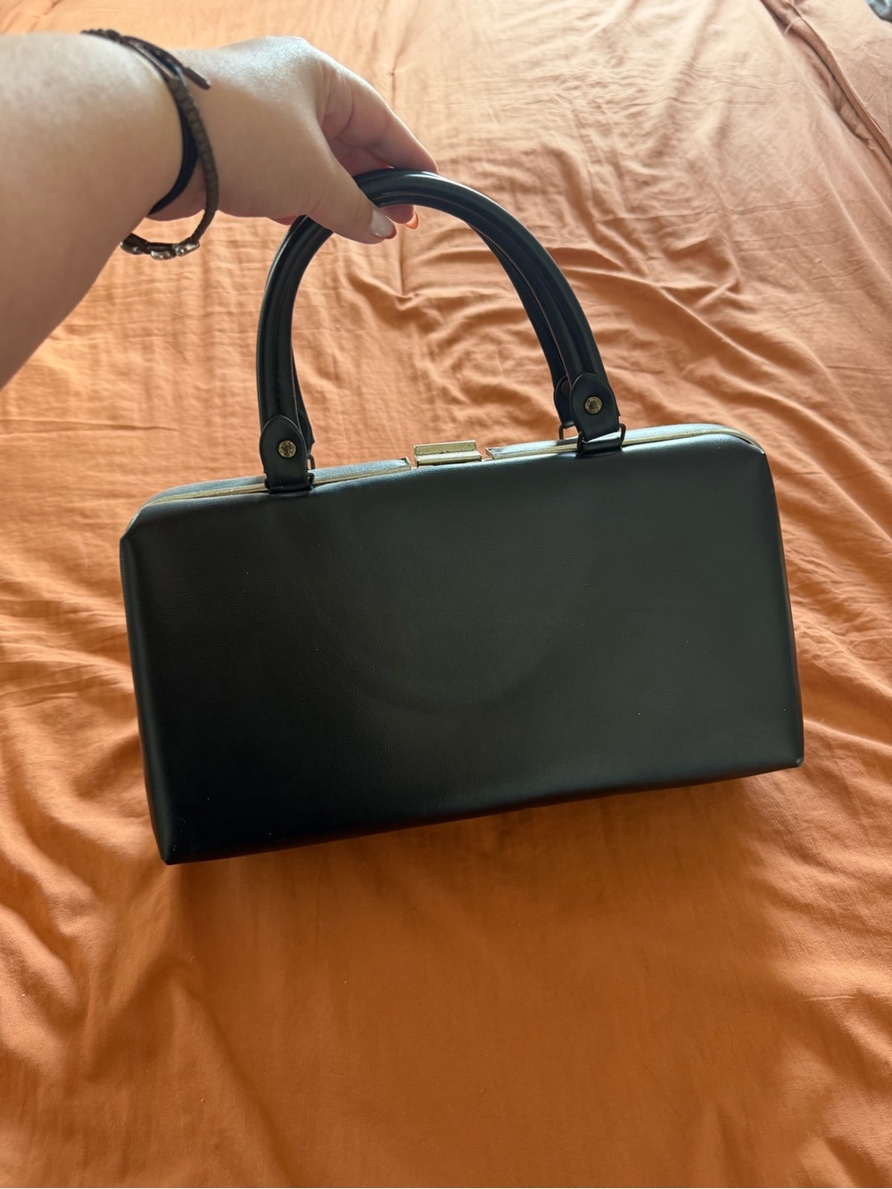 Vintage Classic Navy Blue Structured Top-Handle Bag/Purse 1960s